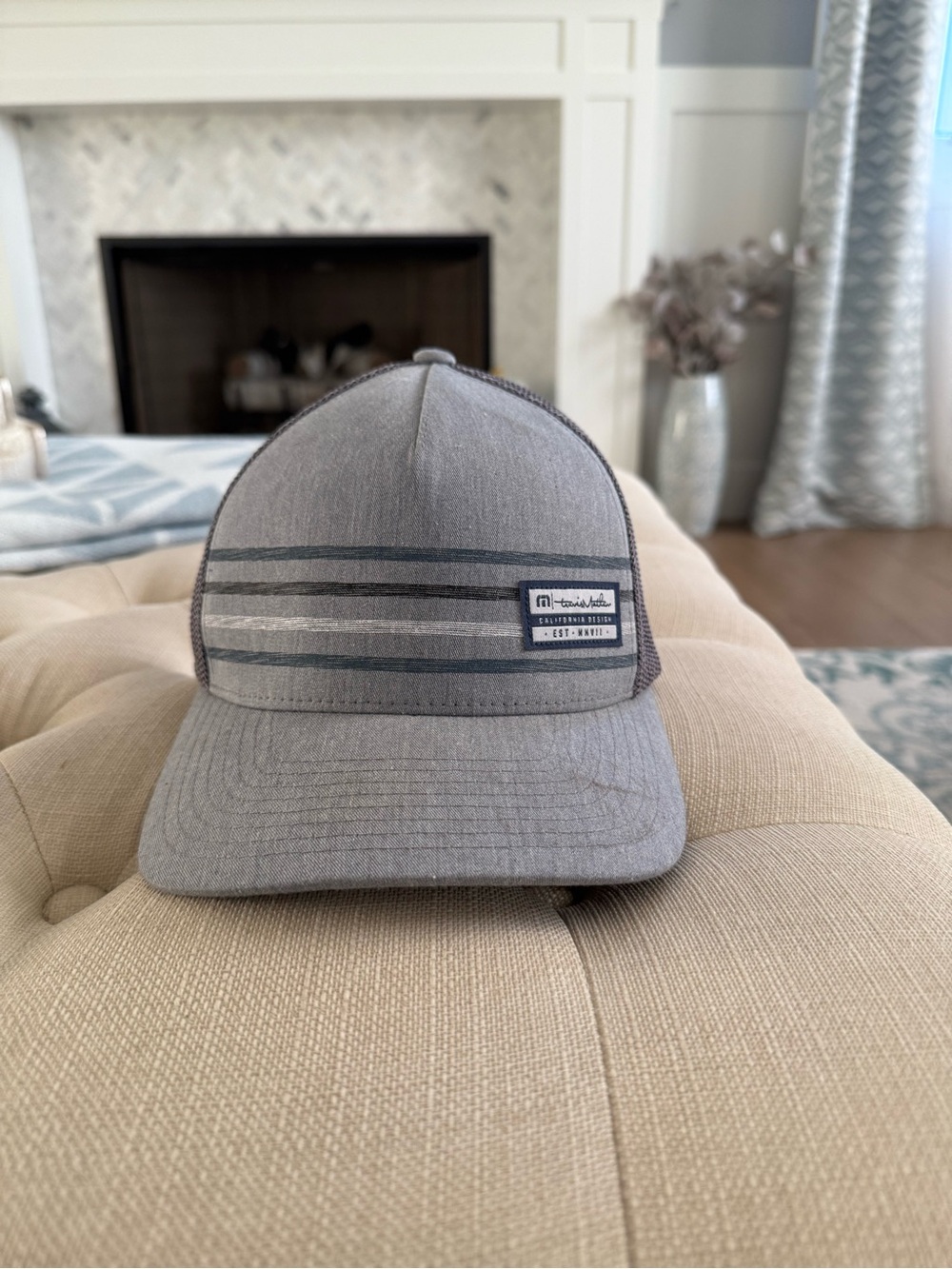 Men's Gray Striped Trucker Hat